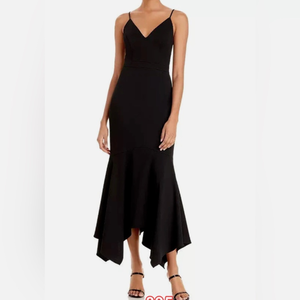 Aqua Black Spaghetti-Strap Mermaid Hem Dress